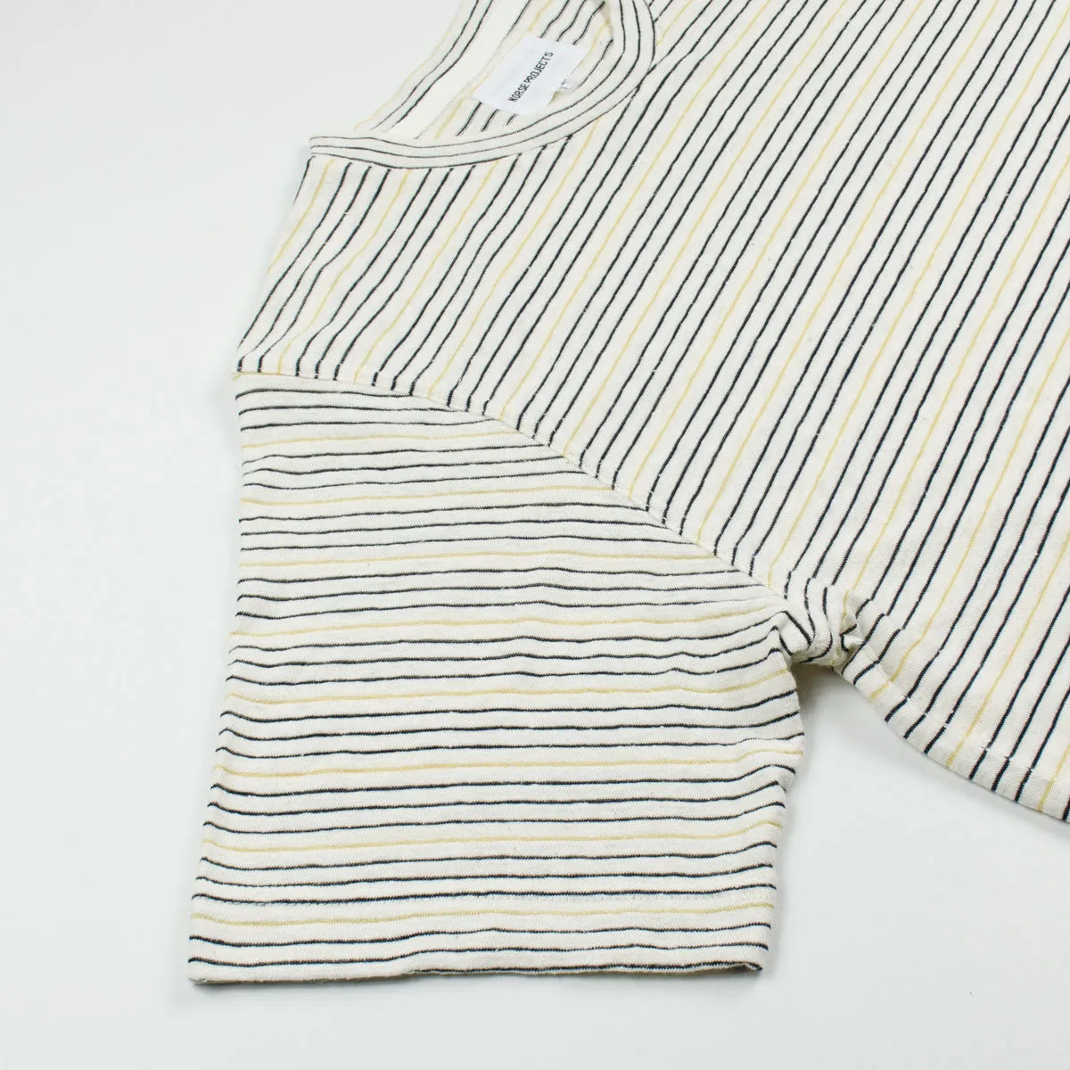 Norse Projects - James Fine Stripe T-shirt - Dried Olive / Ecru